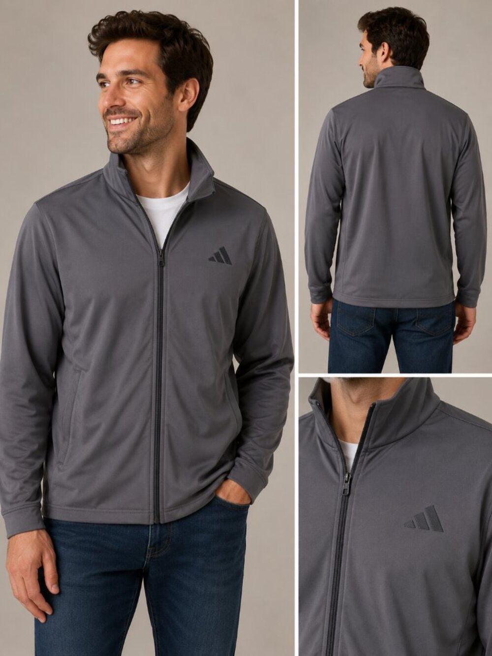 Adidas Men’s XXL Gray Full Zip Track Jacket Athletic Performance NWT